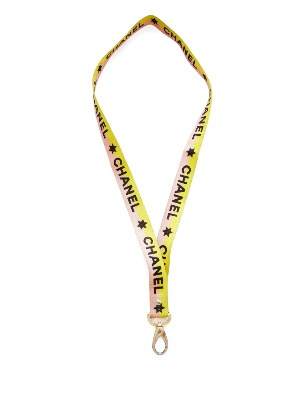 Pre-owned Chanel 2000-2020s Logo-print Neck Strap In Yellow
