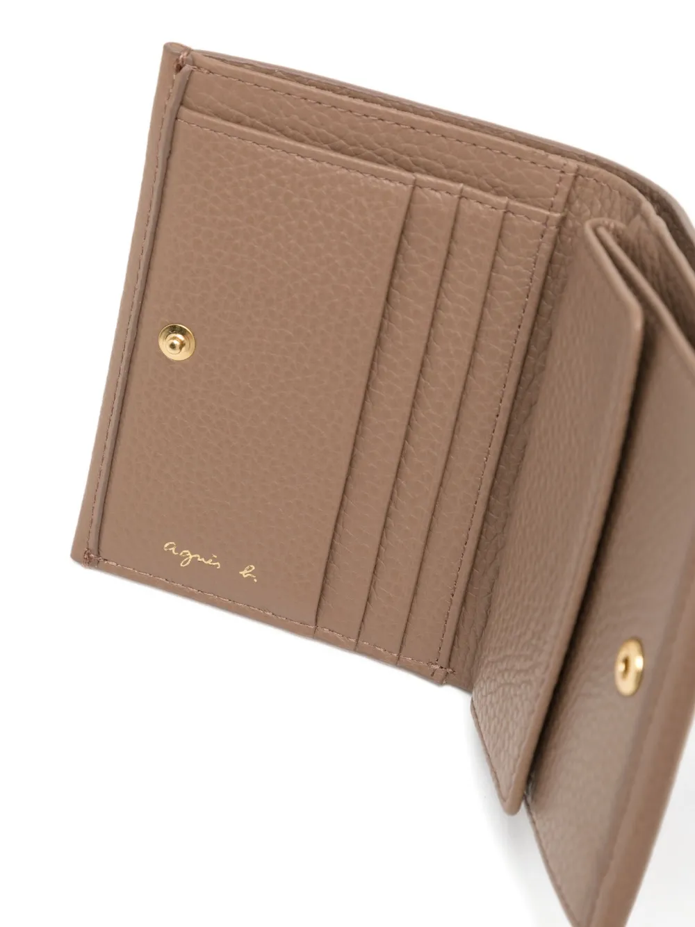 Agnès B. Bi-fold Leather Wallet In Gold