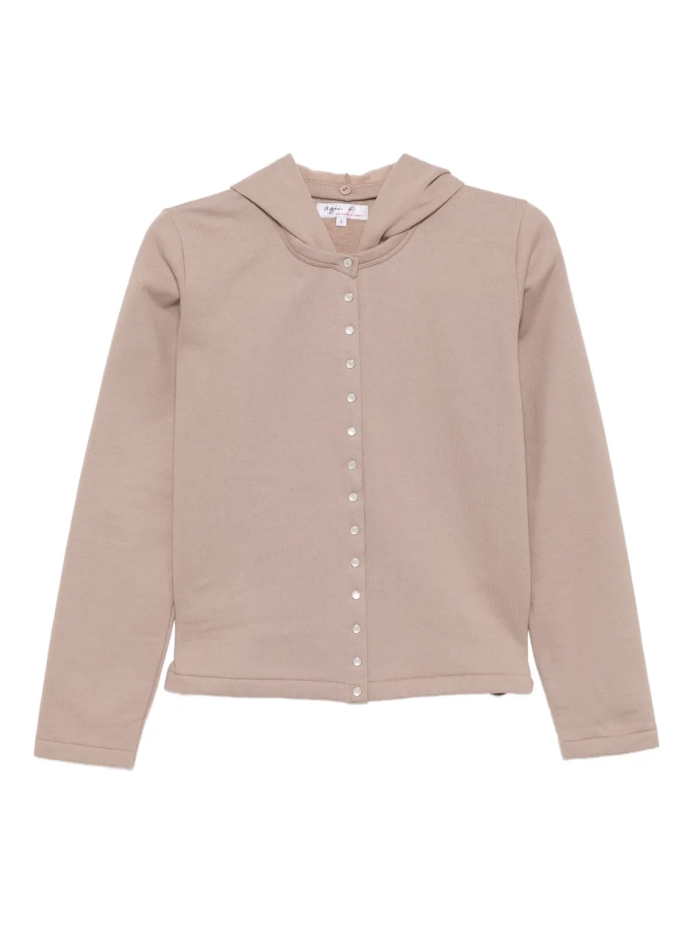 Agnès B. Snap Cotton Hoodie In Brown