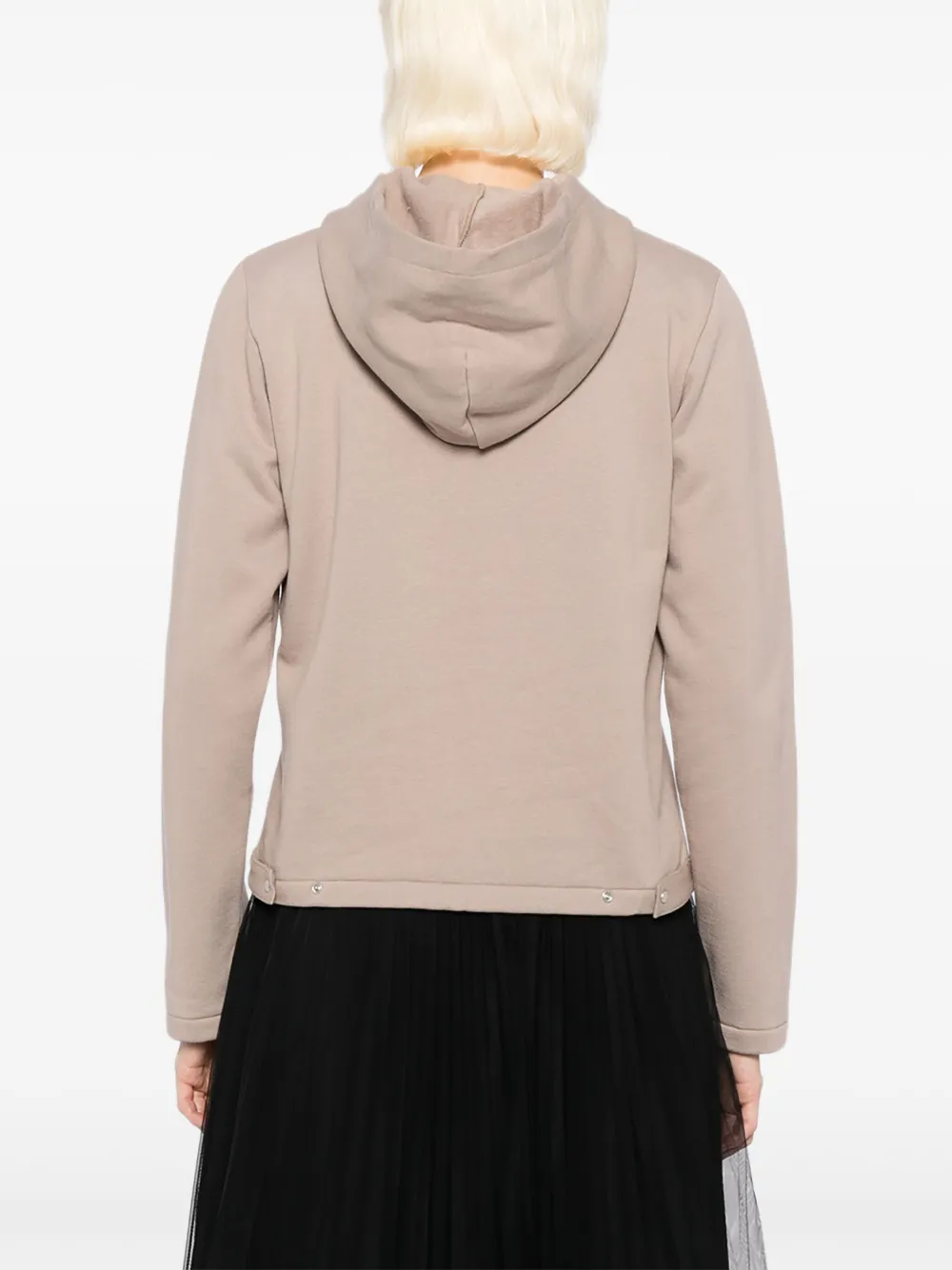 Agnès B. Snap Cotton Hoodie In Brown