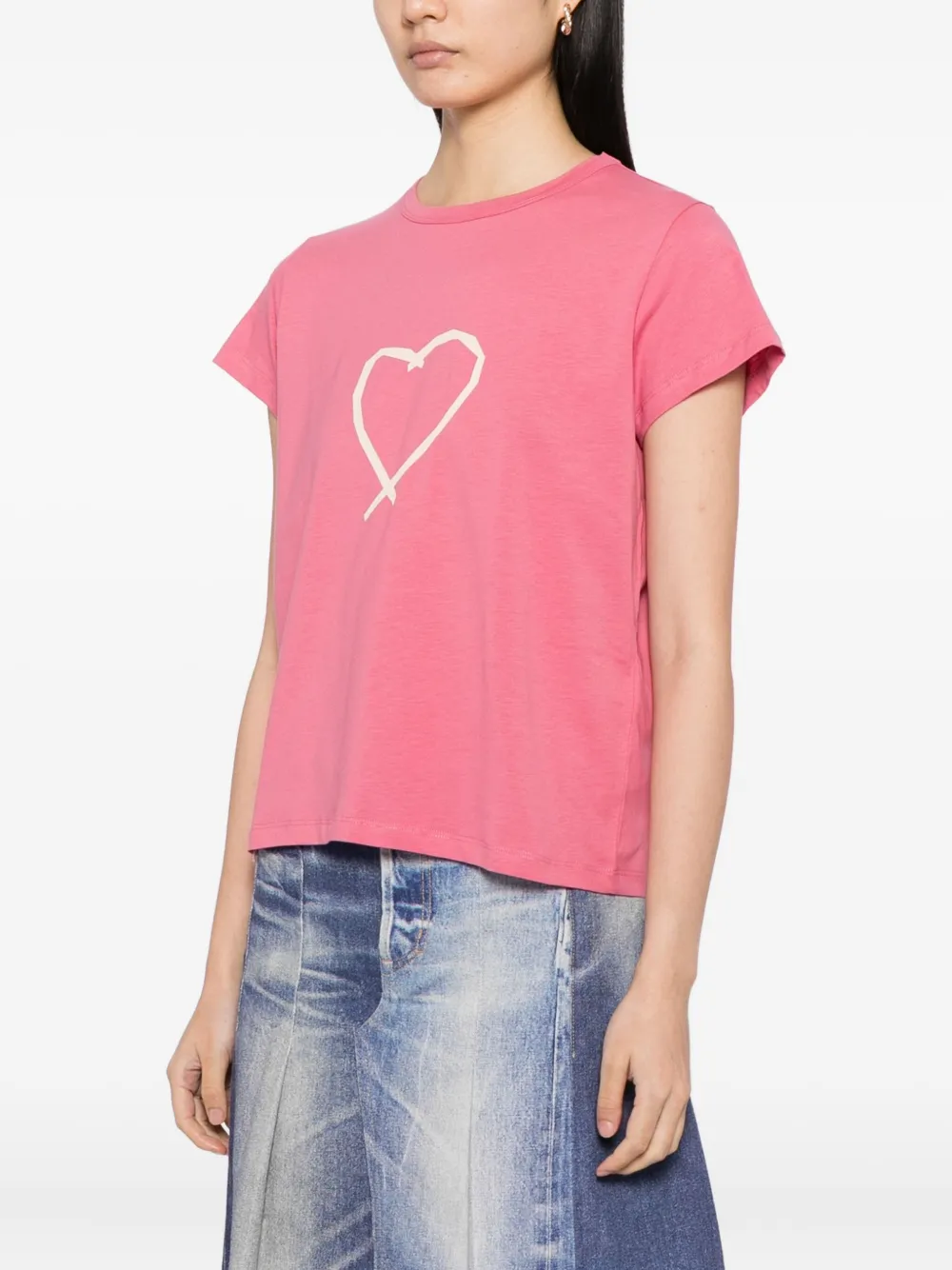 Agnès B. Graphic-print Cotton T-shirt In Pink