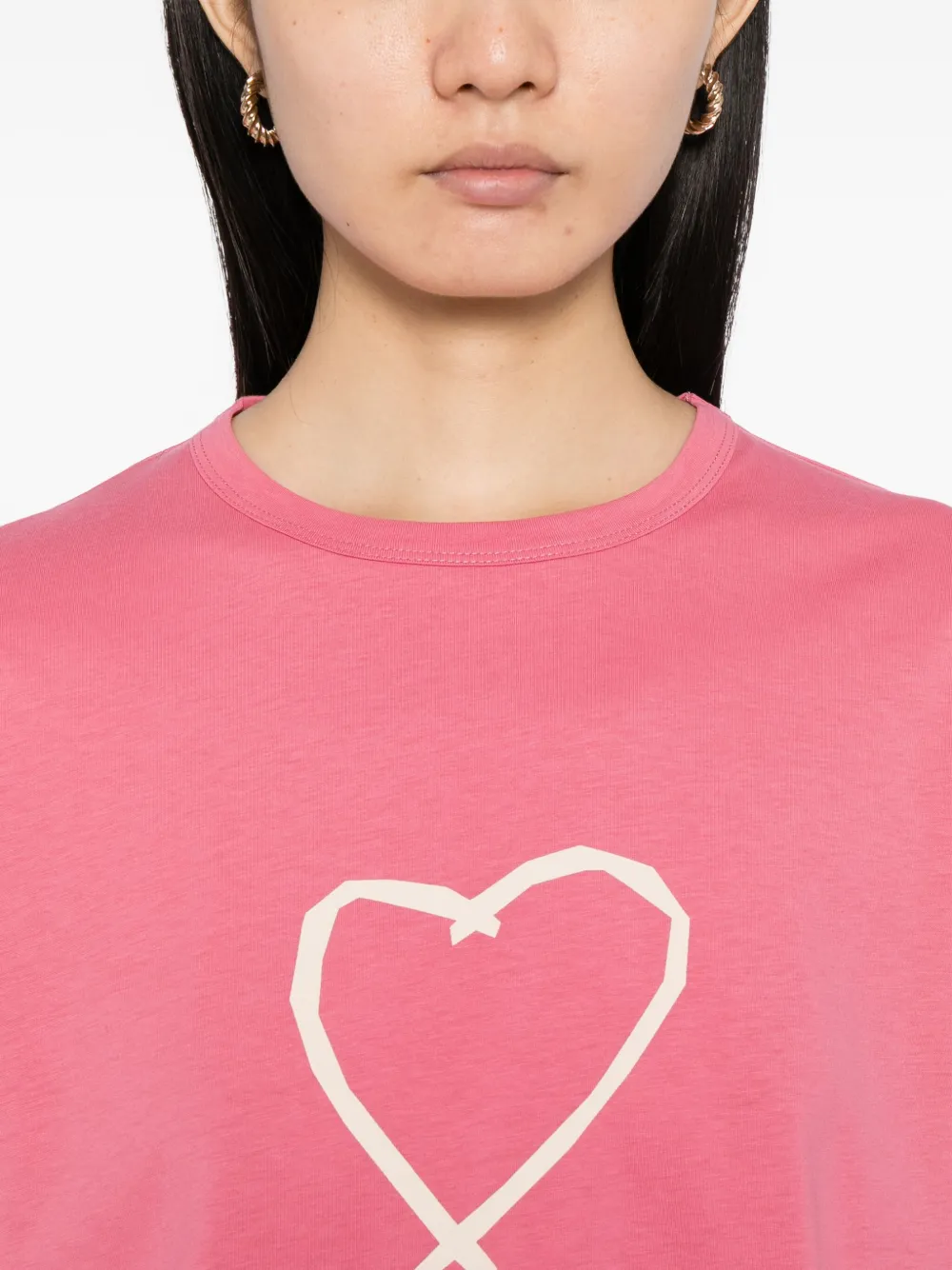 Agnès B. Graphic-print Cotton T-shirt In Pink
