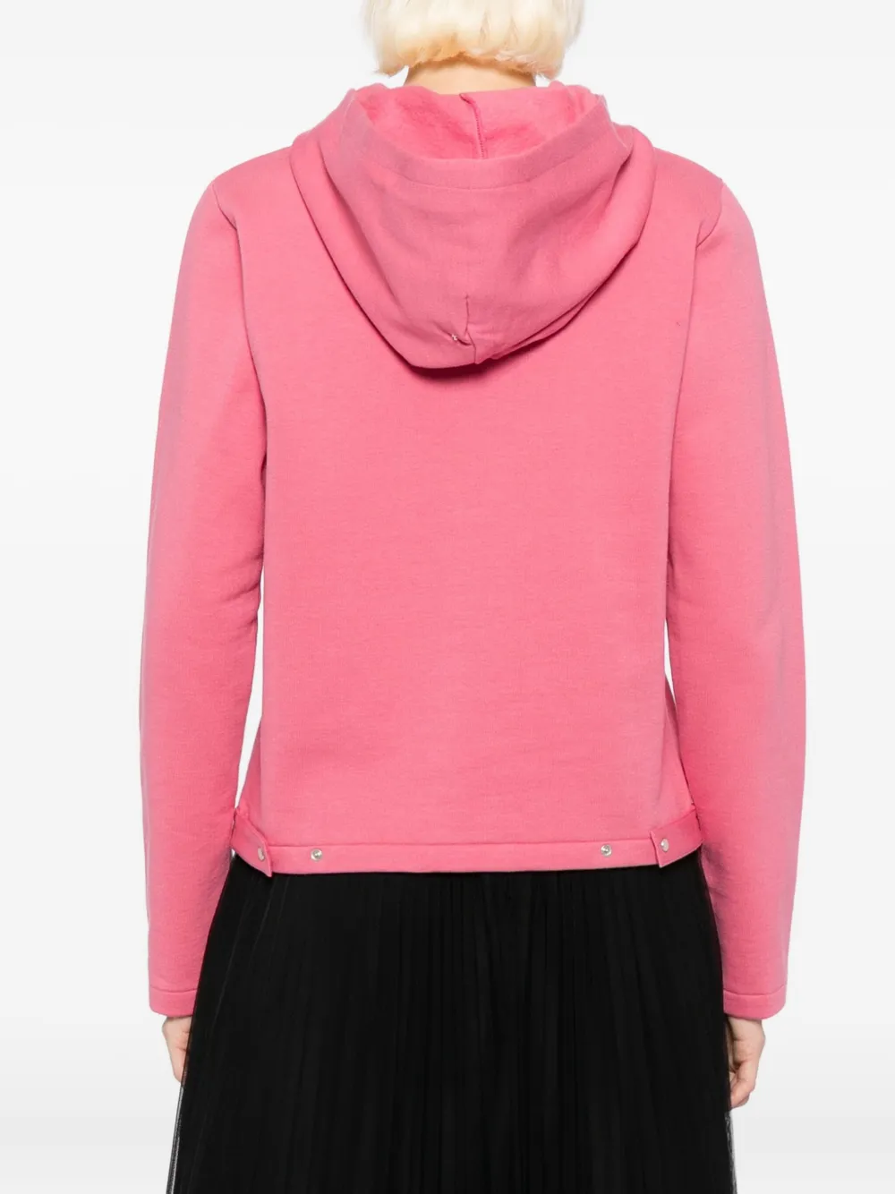 Agnès B. Snap Cotton Hoodie In Pink