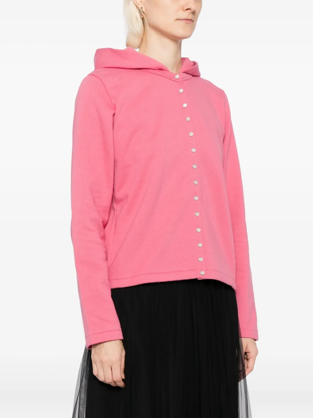 Agnès B. Snap Cotton Hoodie In Pink