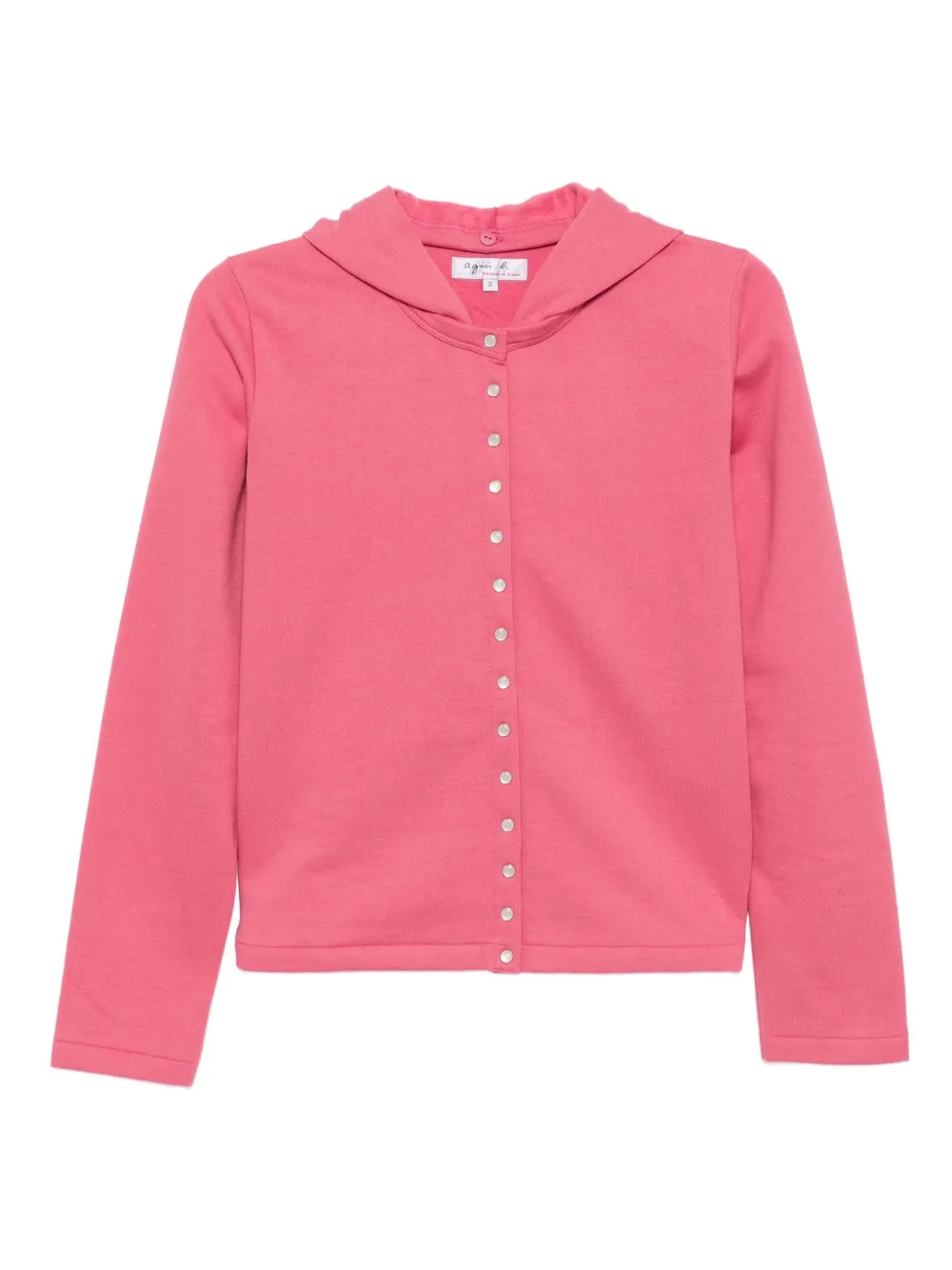 Agnès B. Snap Cotton Hoodie In Pink