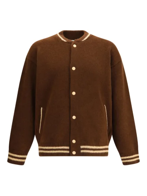 Laneus knitted baseball-stripe bomber jacket