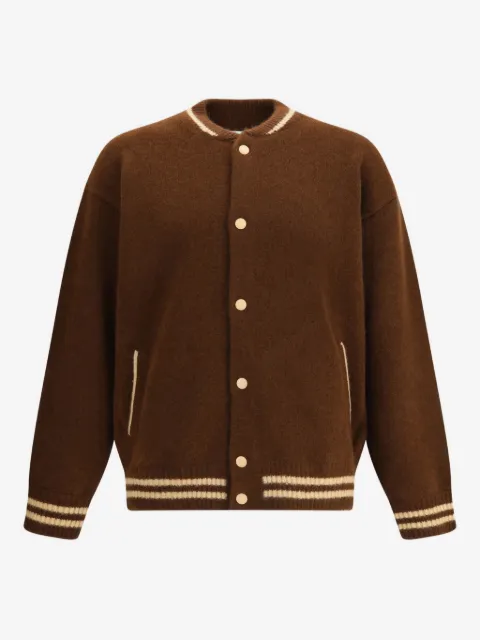 Laneus knitted baseball-stripe bomber jacket
