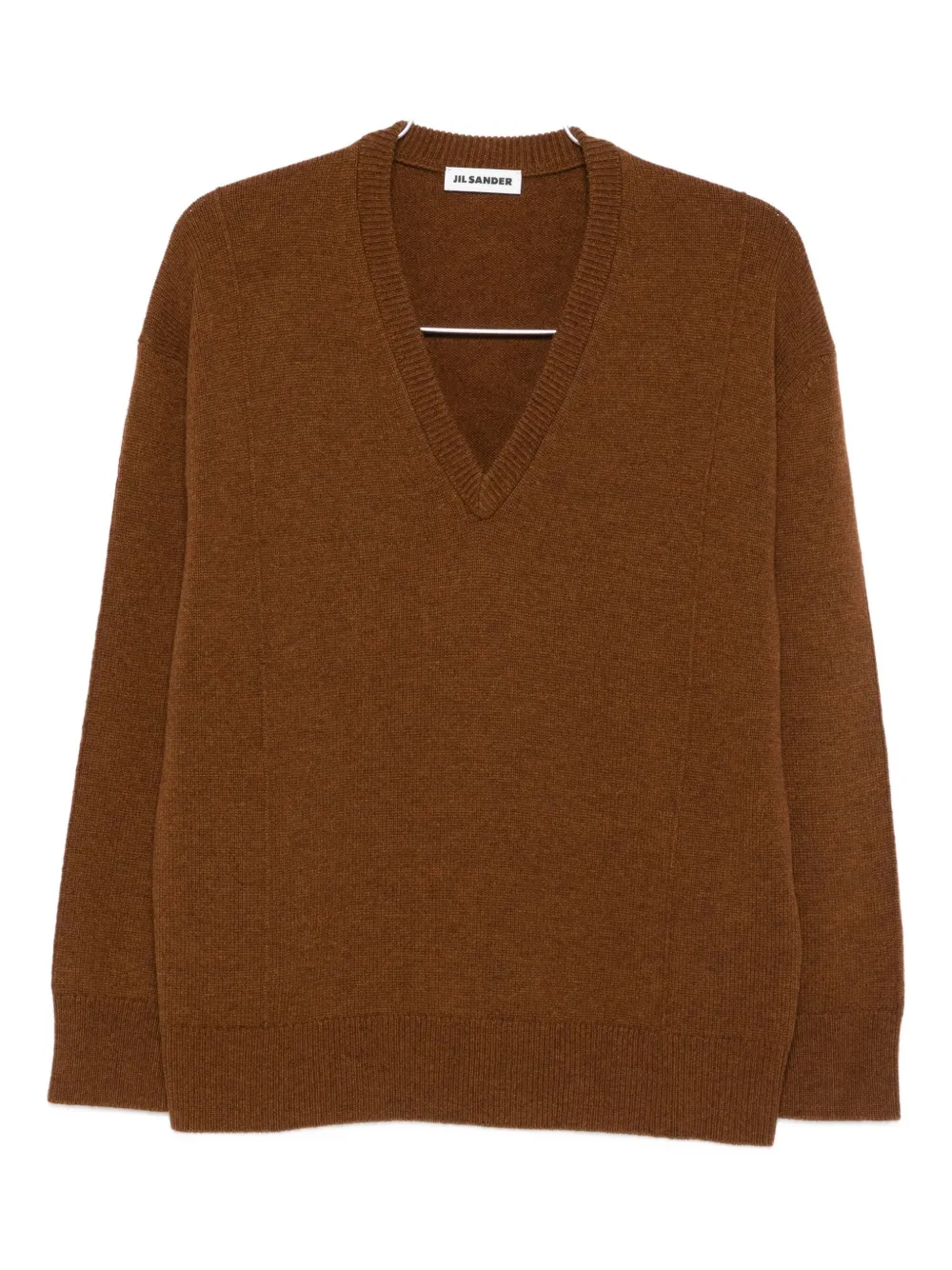 Jil Sander V-neck Wool-blend Sweater In Brown