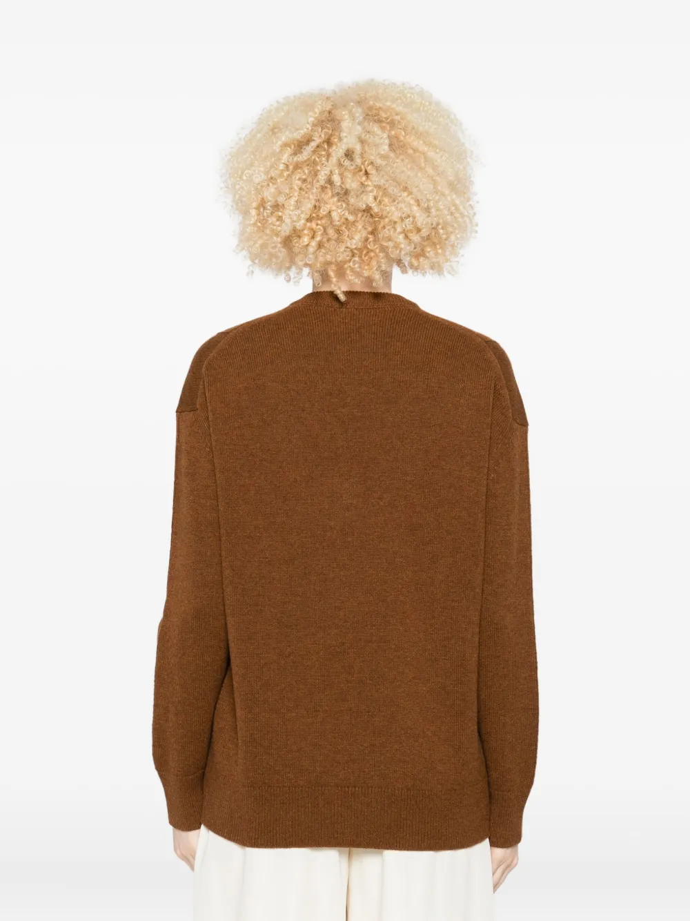 Jil Sander V-neck Wool-blend Sweater In Brown