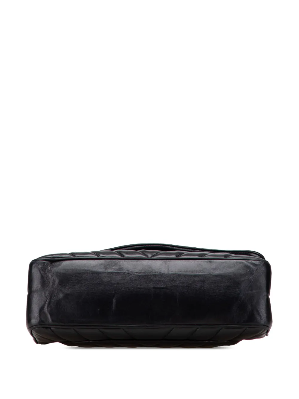 Pre-owned Chanel 2010-2011 Jumbo Chevron Lambskin Leo Lion Flap Shoulder Bag In Black
