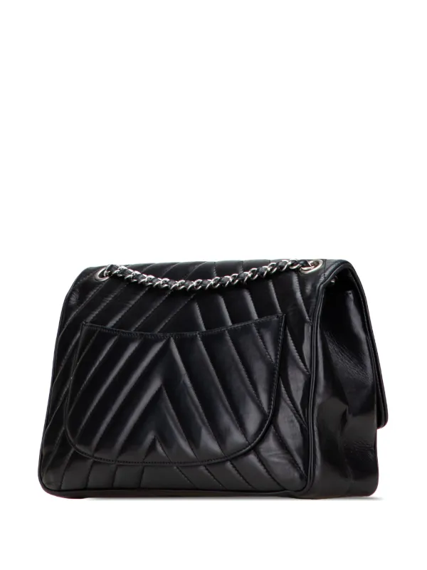 CHANEL Pre-Owned 2010-2011 Jumbo Chevron Lambskin Leo Lion Flap Shoulder  Bag Black FARFETCH PH