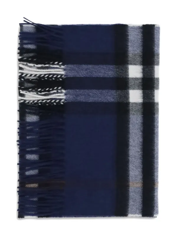 Burberry チェック カシミアスカーフ | ブルー | FARFETCH JP