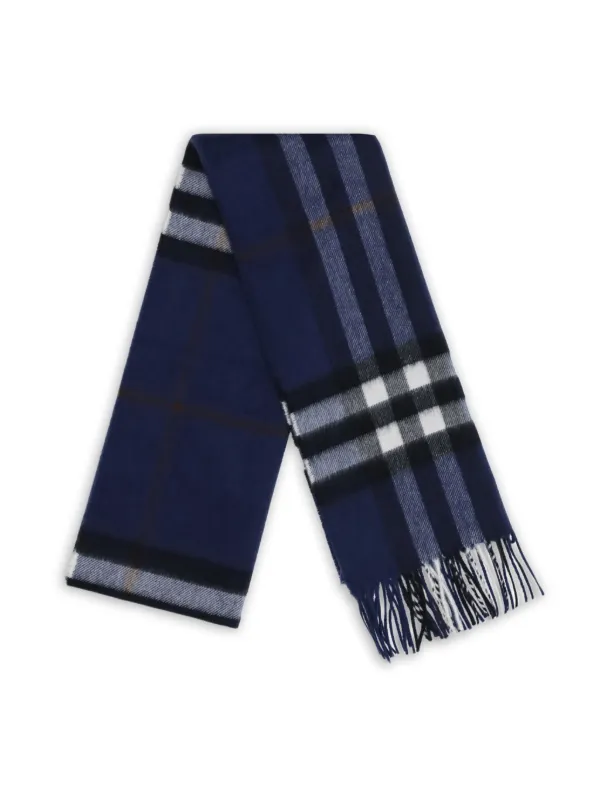 Burberry チェック カシミアスカーフ | ブルー | FARFETCH JP