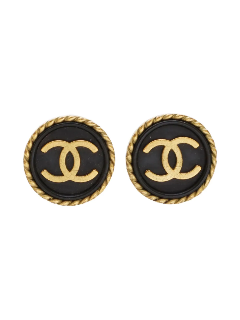Pre-owned Chanel 1994 Cc Mark Clip-on Earrings In Gold