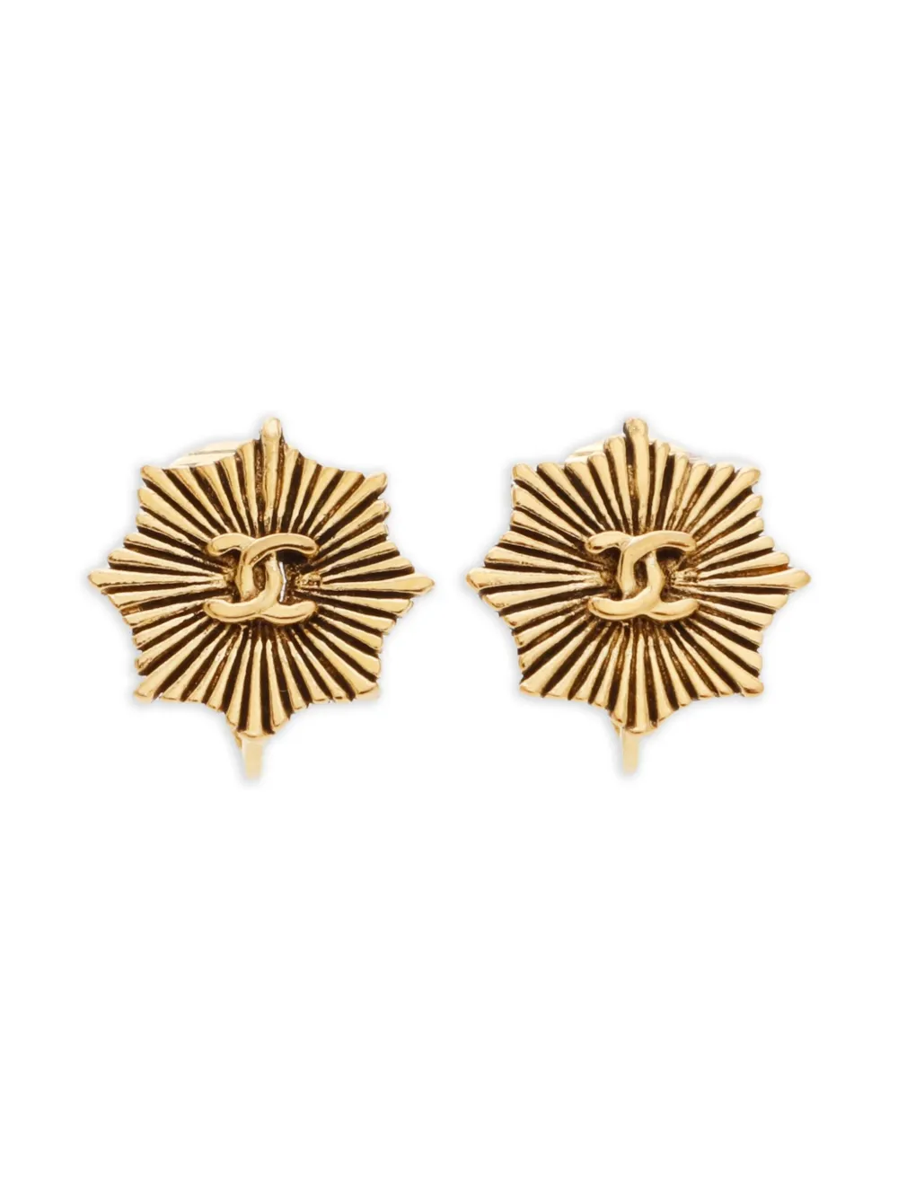 CHANEL Pre-Owned 1970s CC Mark sunburst earrings | Gold | Image 1
