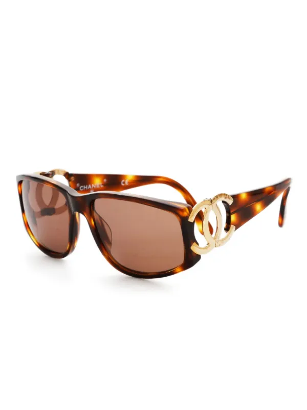 CHANEL Pre-Owned 1990s CC-logo Sunglasses | Brown | FARFETCH GE