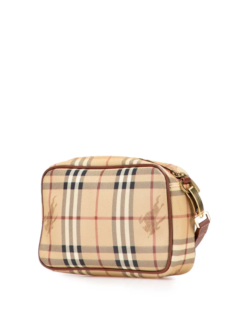Pre-owned Burberry 2000-2017 Haymarket Check Coated Canvas Clutch Bag In Brown