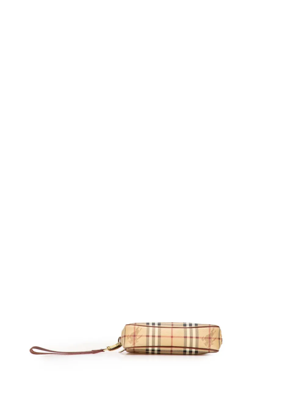 Pre-owned Burberry 2000-2017 Haymarket Check Coated Canvas Clutch Bag In Brown