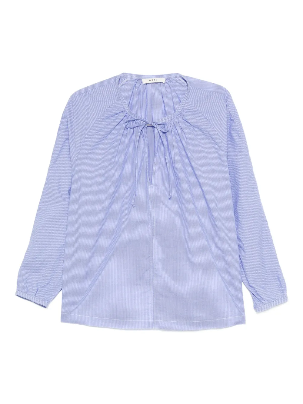 6397 tie-neck striped blouse | Blue | Image 1