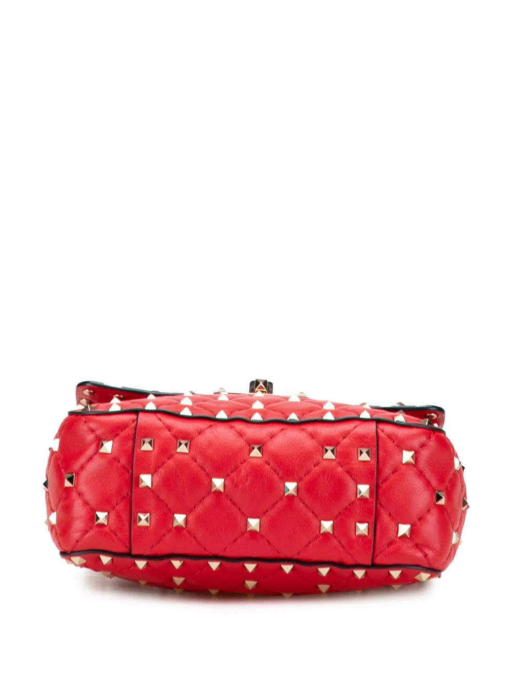 Pre-owned Valentino Garavani 2000-2017 Nappa Rockstud Spike Vertical Satchel In Red