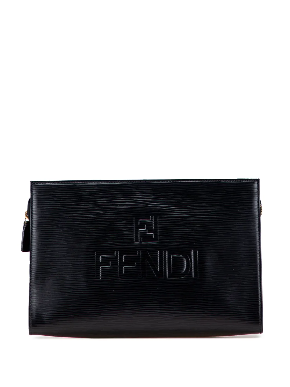 Fendi Pre-Owned 20th Century Leather Logo clutch bag - ブラック Fendi Pre-Owned 20th Century Leather Logo clutch bag - ブラック