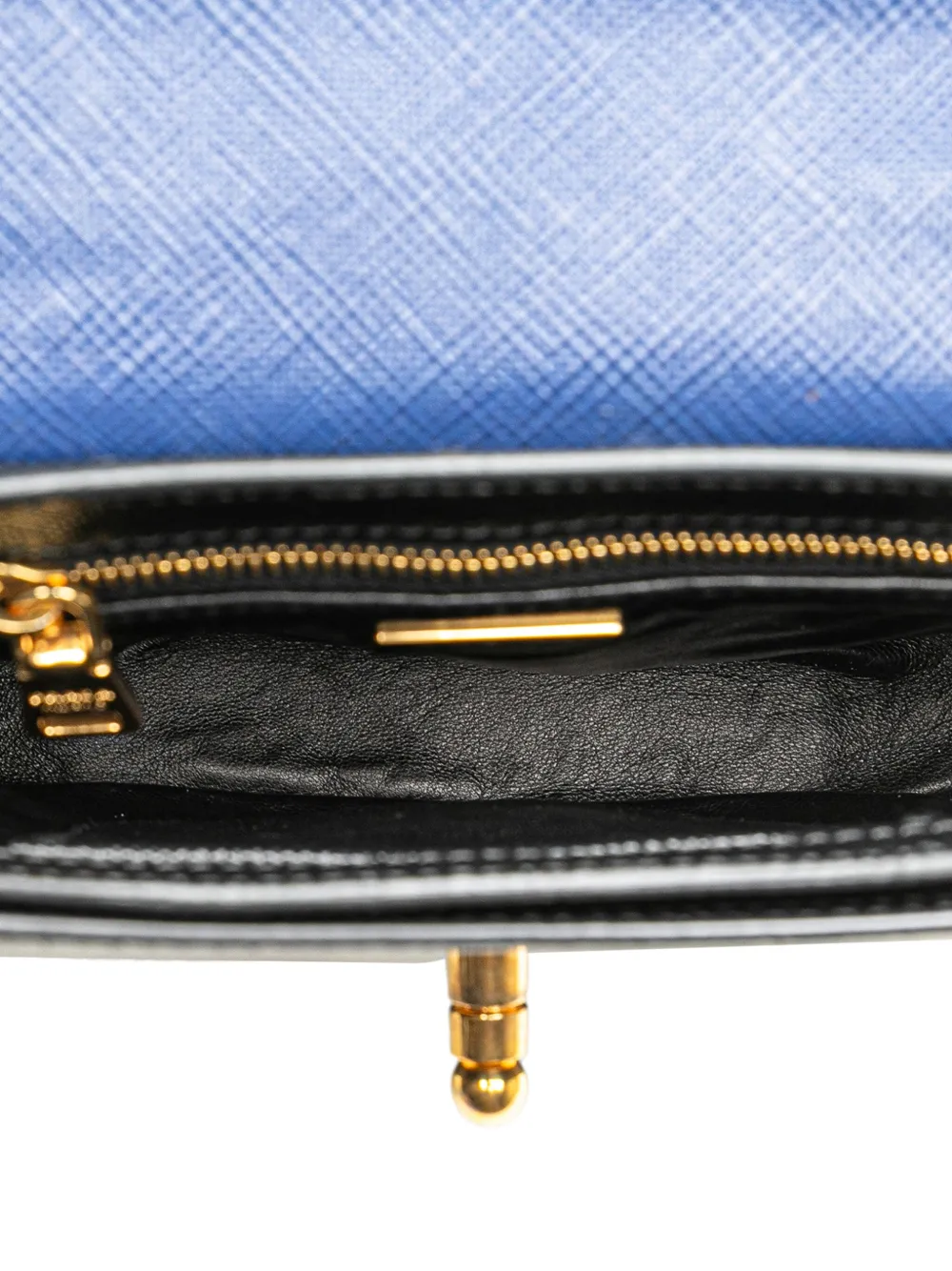 Prada Pre-owned 2000-2025 Bicolor Saffiano Cuir Flap Crossbody Bag in Black, view 5
