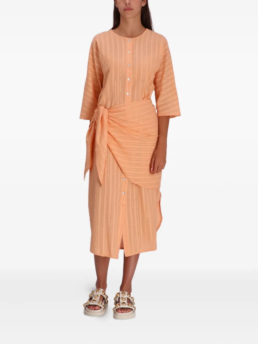 Devotion metallic-striped button midi dress | Day Dresses | Image 2