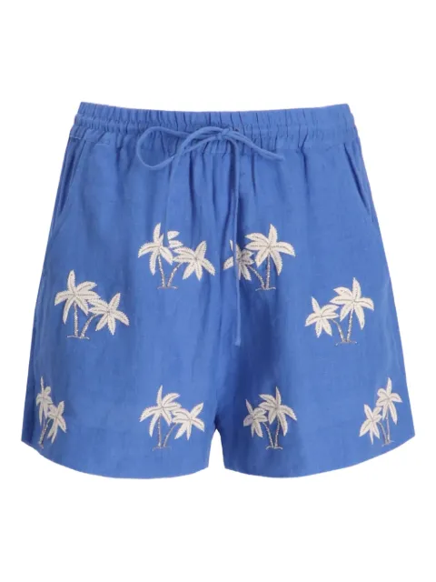 Benaras By Citrus palm-tre linen shorts