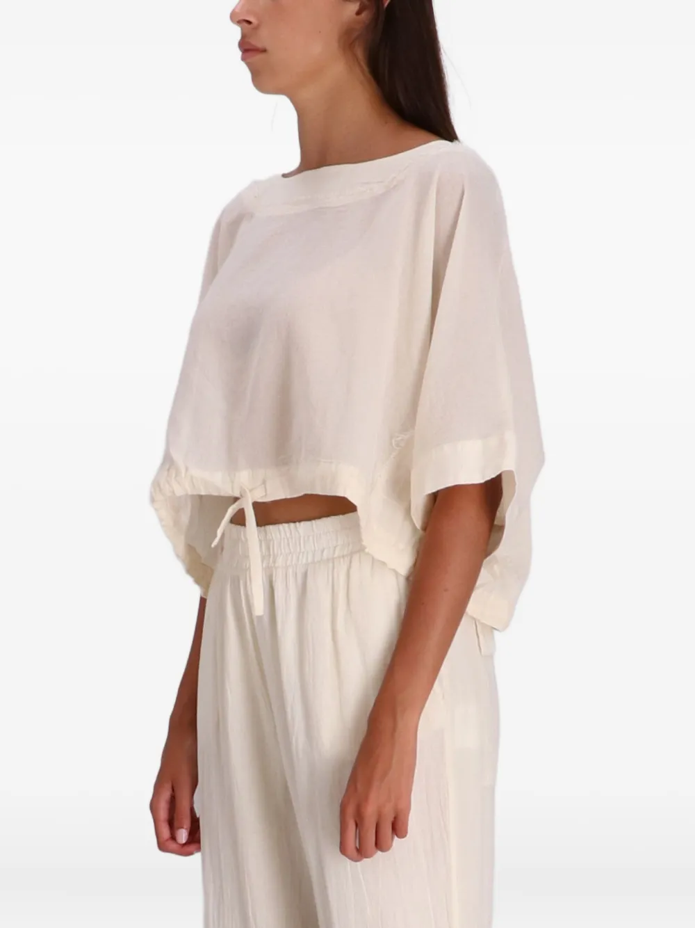 Devotion Kaliopi Drawstring Boat-neck Top In Neutral