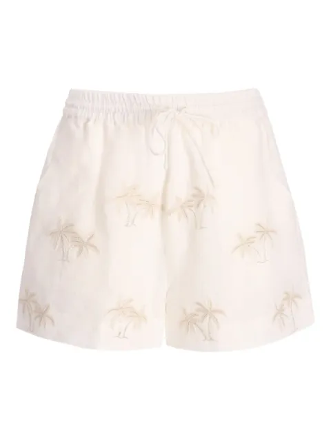 Benaras By Citrus palm-tree linen shorts