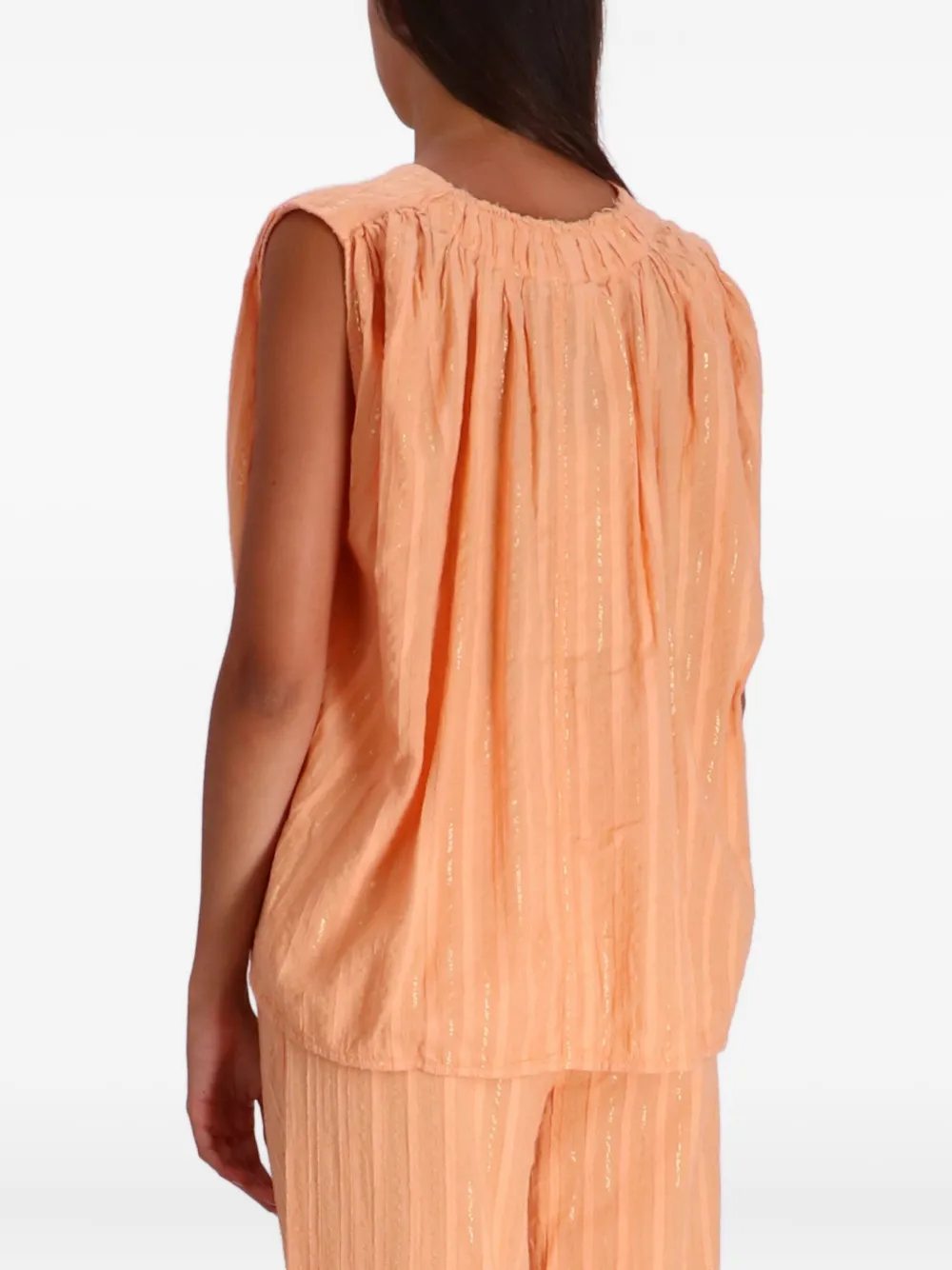 Devotion Iris Metallic-striped Sleeveless Blouse In Orange