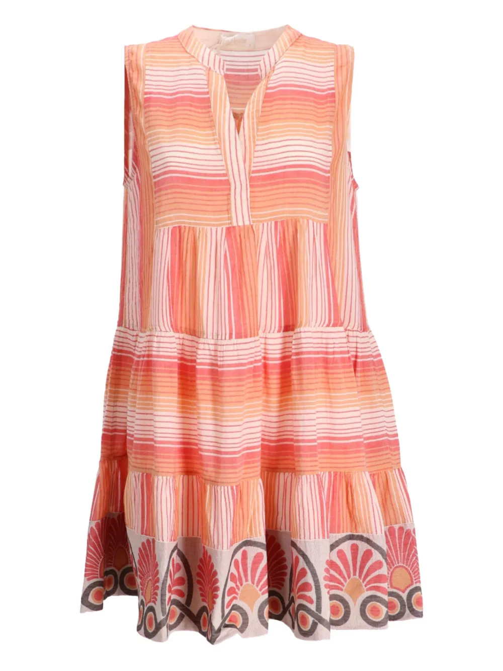 Devotion horizontal-striped cotton mini dress | Orange | Image 1