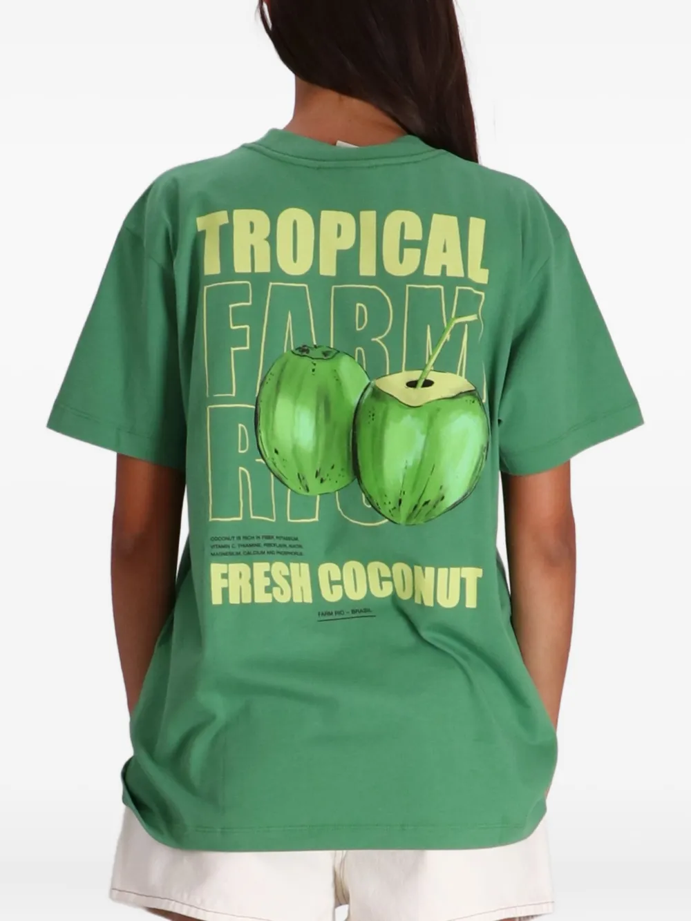 FARM Rio T-shirt met geborduurde kokosnoot Groen