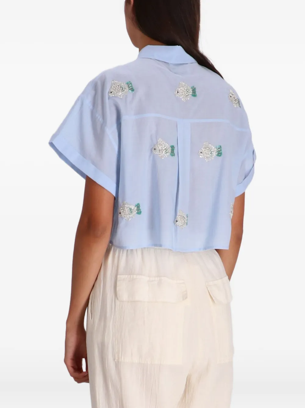 Benaras By Citrus Embellished-fish Shirt In Blue