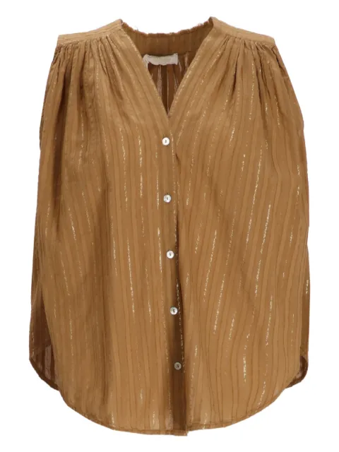 Devotion Iris metallic-striped cotton blouse
