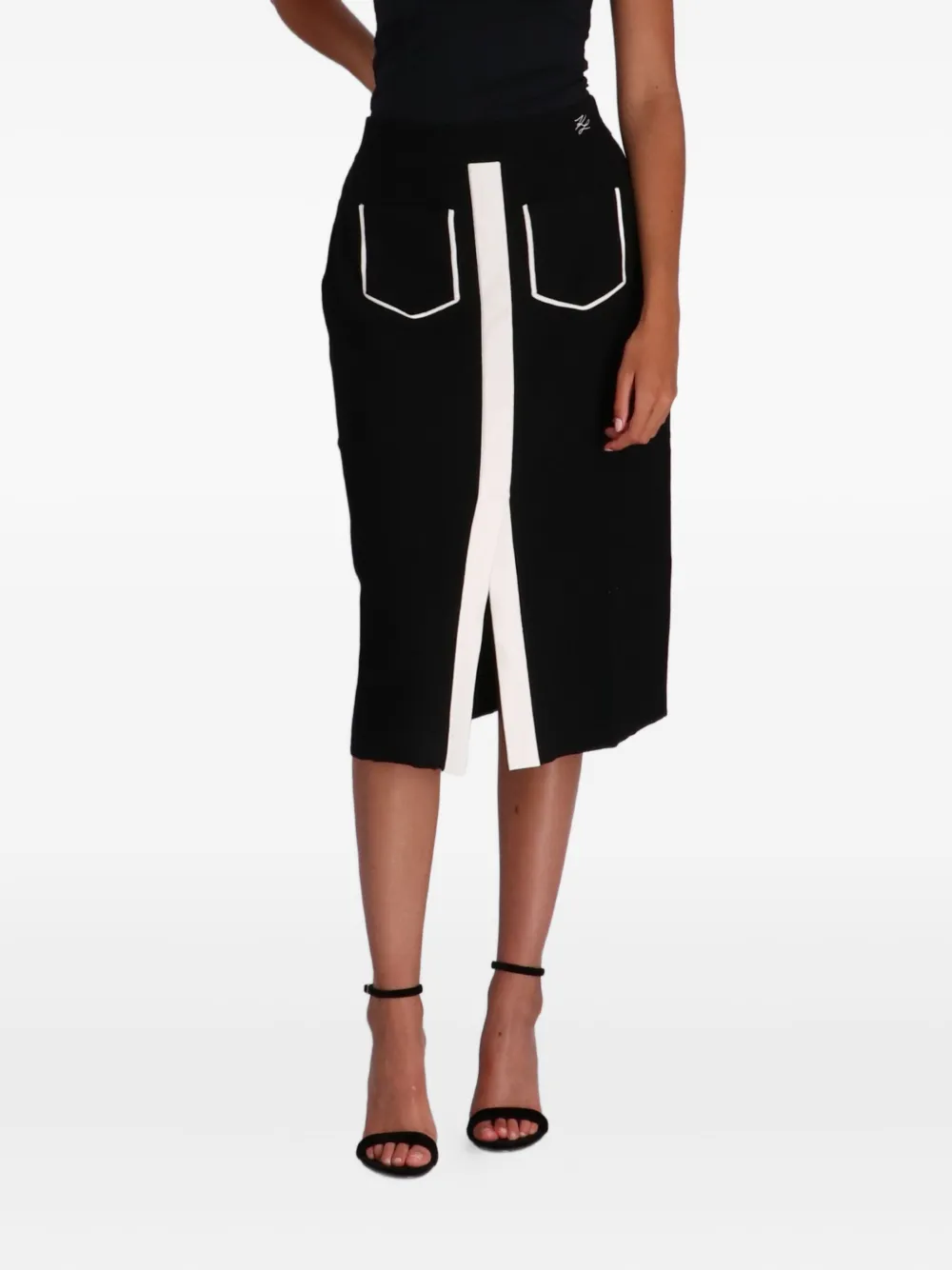 Karl Lagerfeld Midi-rok met naaddetail - Zwart