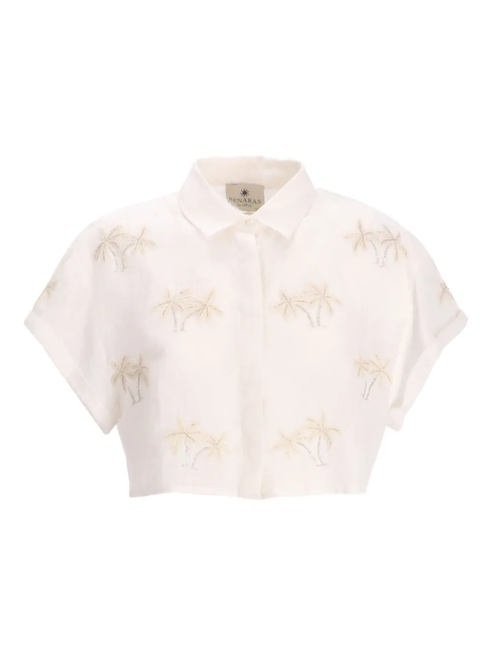 Benaras By Citrus chemise en lin à motif palmier | blanc | Image 1