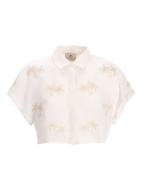 Benaras By Citrus palm-tree linen shirt