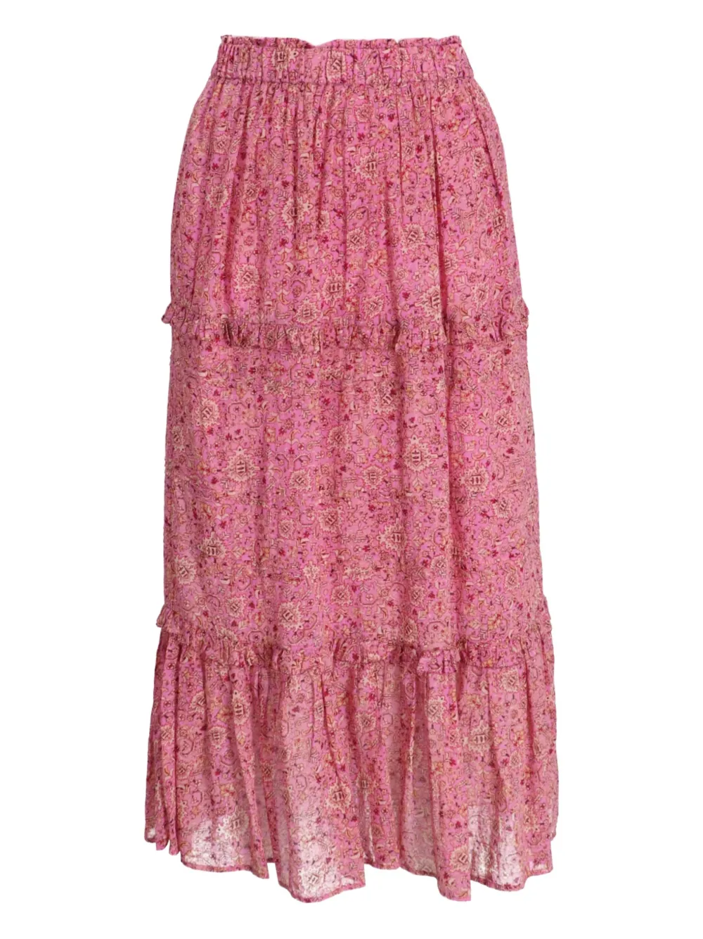 Isabel Marant Ruffled Print Long Skirt In Pink
