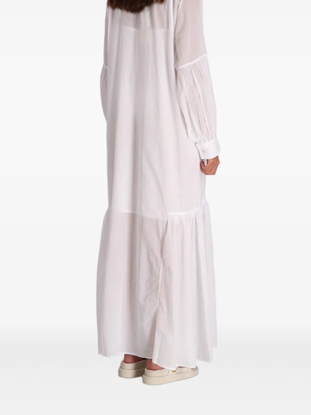 Devotion Button-front Tiered Shirt Maxi Dress In White