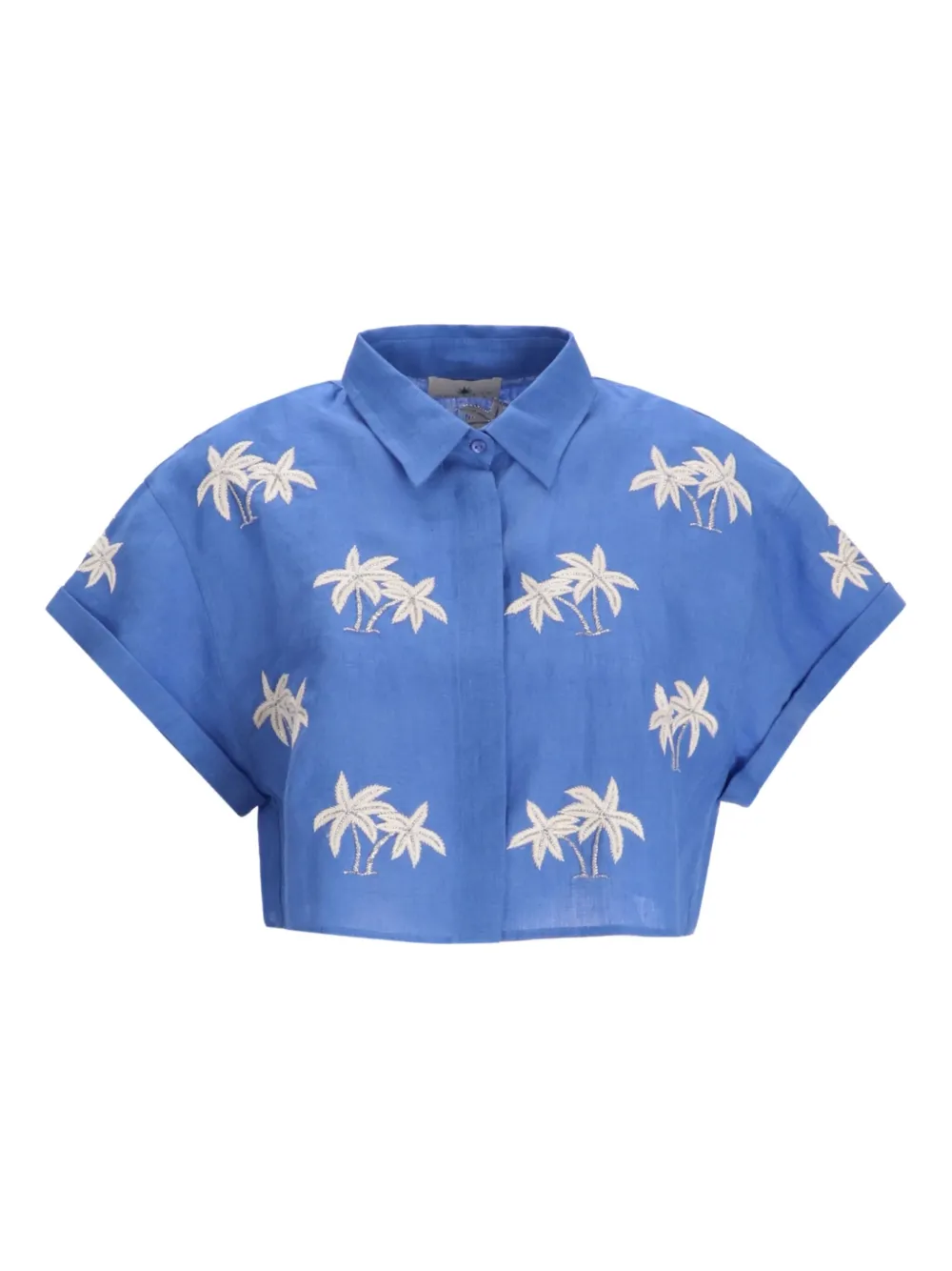 Benaras By Citrus chemise en lin à motif palmier | bleu | Image 1