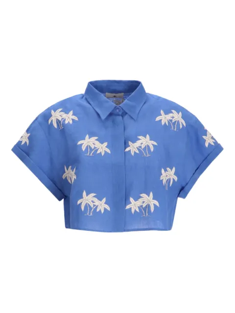 Benaras By Citrus palm-tree linen shirt