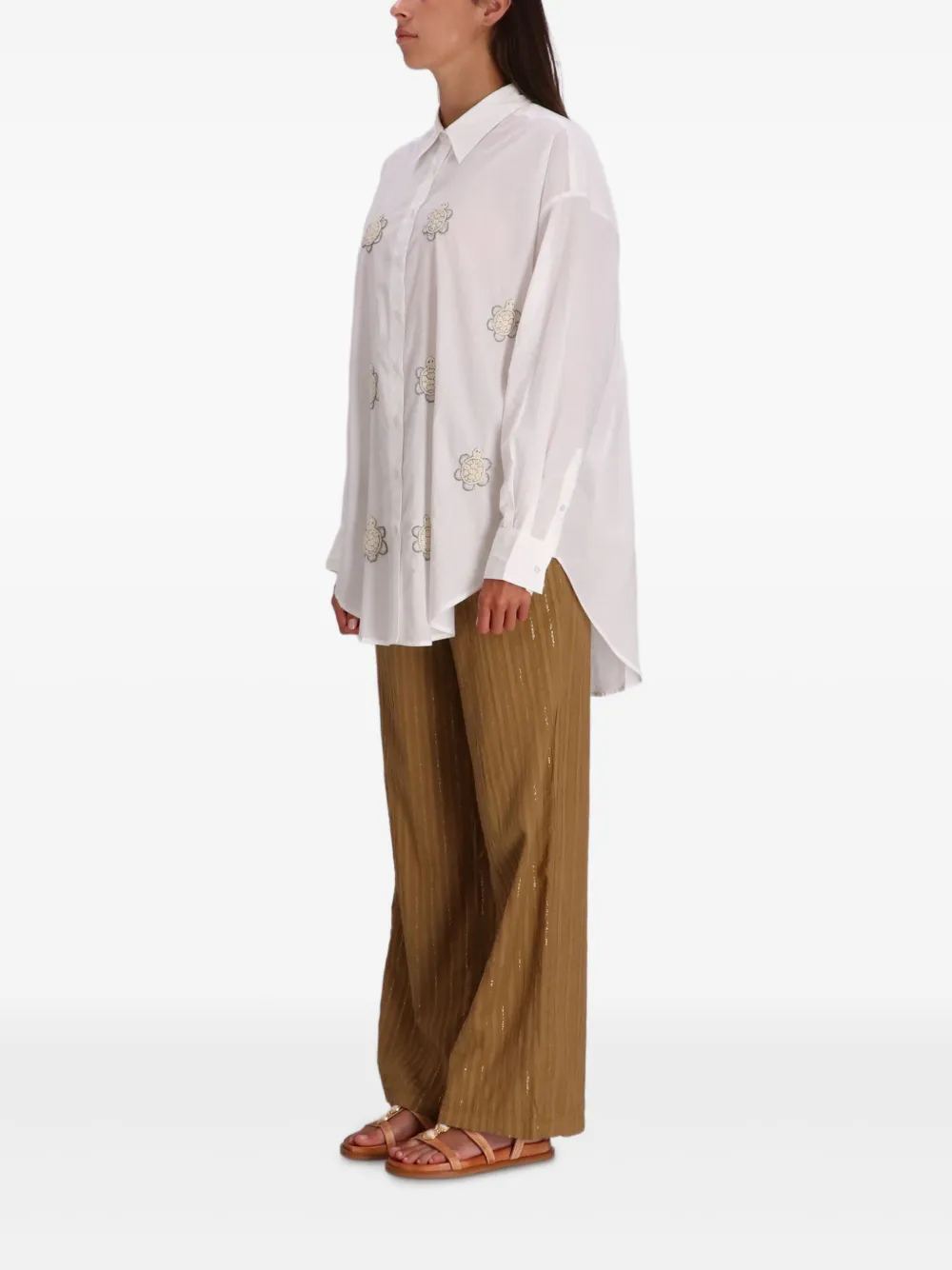 Benaras By Citrus Turtle-detail Shirt In White