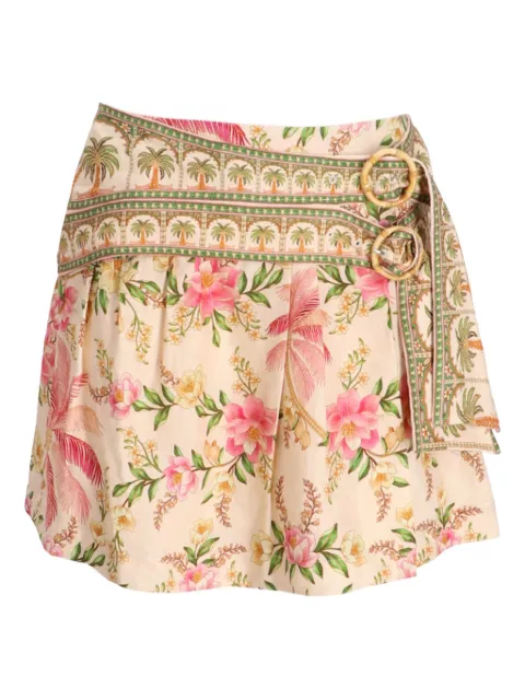 FARM Rio falda corta con estampado floral y cinturón