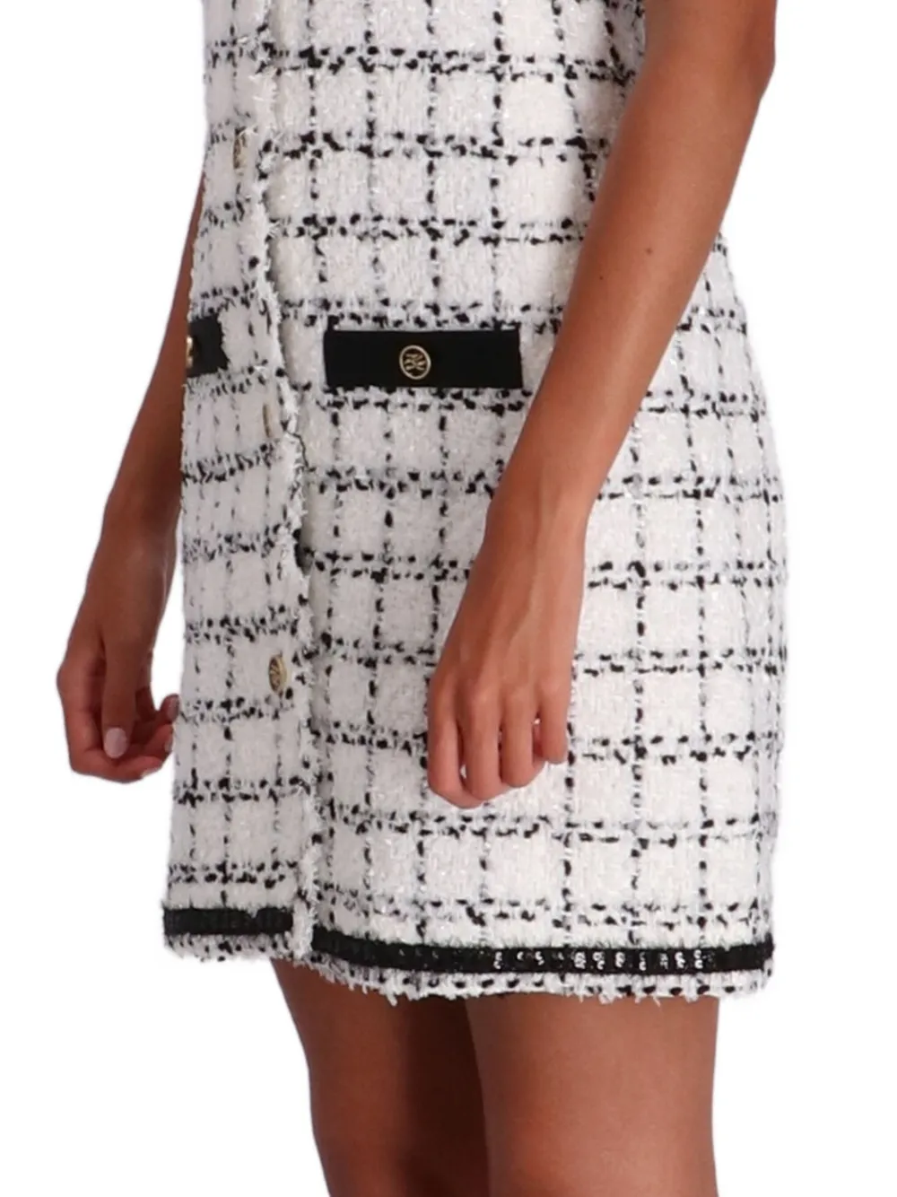 Karl Lagerfeld Geruite tweed midi-jurk met korte mouwen Wit