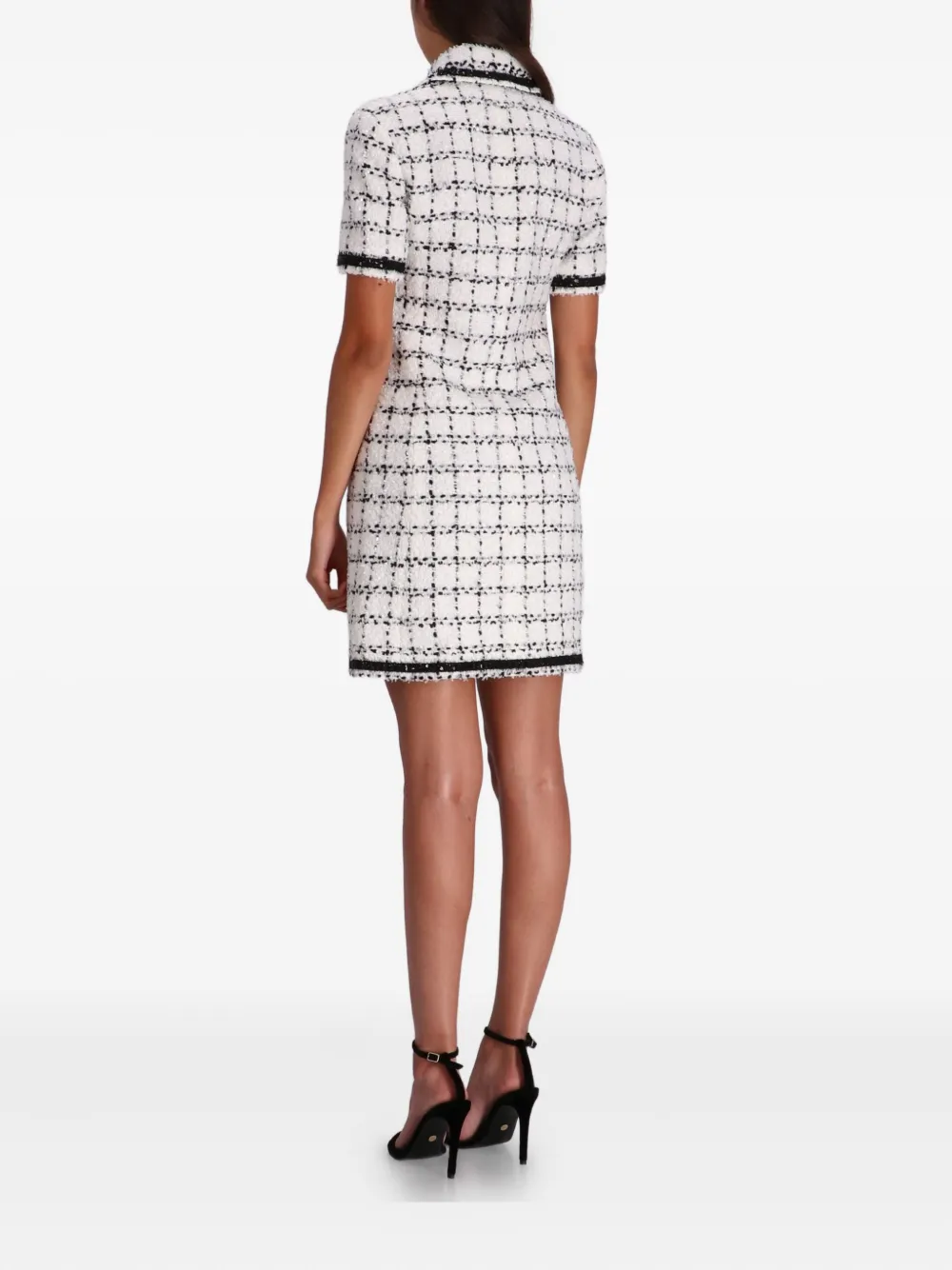 Karl Lagerfeld Geruite tweed midi-jurk met korte mouwen Wit