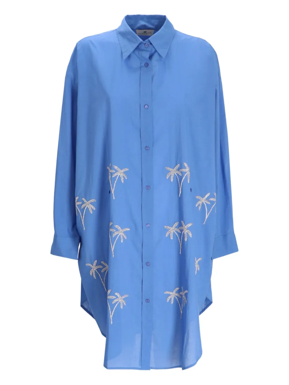 Benaras By Citrus palm-tree embroidered midi shirt dress | Blue | Image 1