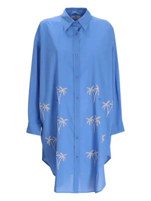 Benaras By Citrus palm-tree embroidered midi shirt dress