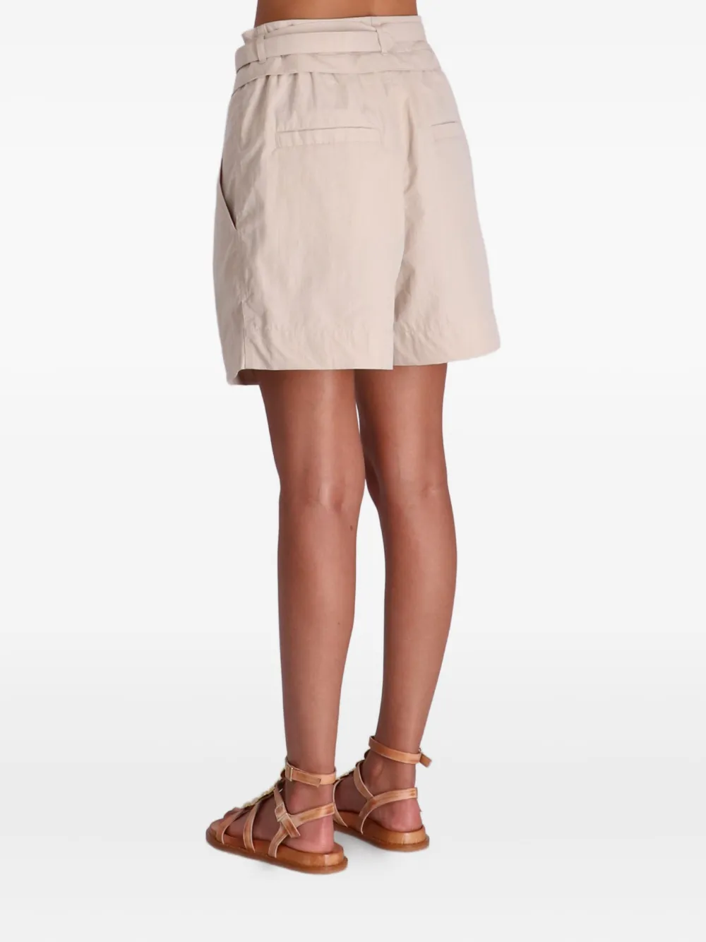 Isabel Marant Danica Ga Belted Pleated Shorts In Neutral