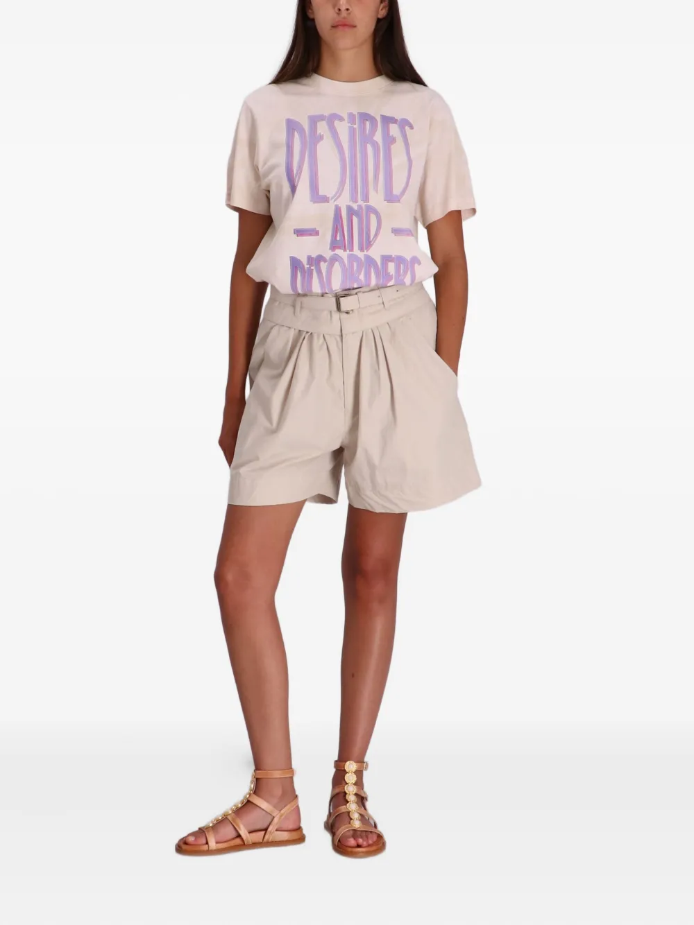 ISABEL MARANT Danica Ga shorts met plooien en ceintuur - Bruin